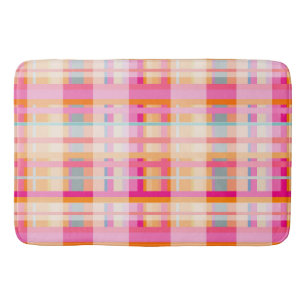 Tapis De Bain Motif Plaid Vintage Rétro En Pastels