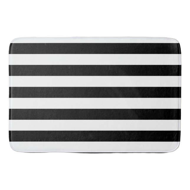 Tapis De Bain Motif rayé noir et blanc classique (Devant)