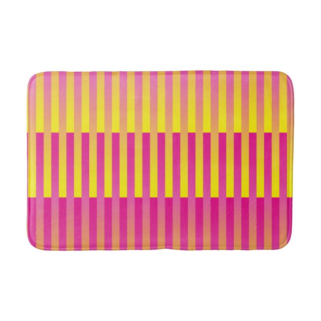 Tapis De Bain Motif rayé rose jaune orange (Devant)