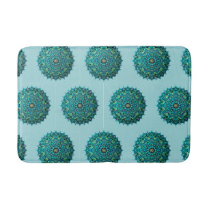 Tapis De Bain Motif répétitif en mandala bleu