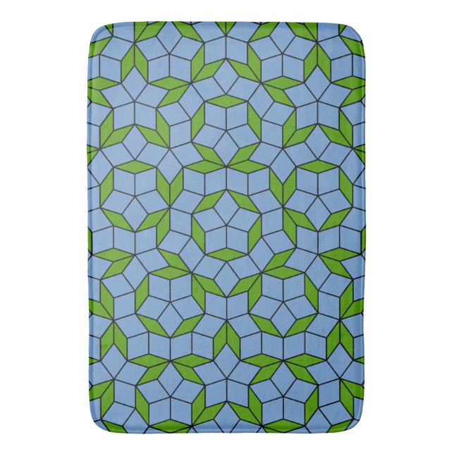 Tapis De Bain Motif Rhombus Penrose vert et bleu (devant Vertical)