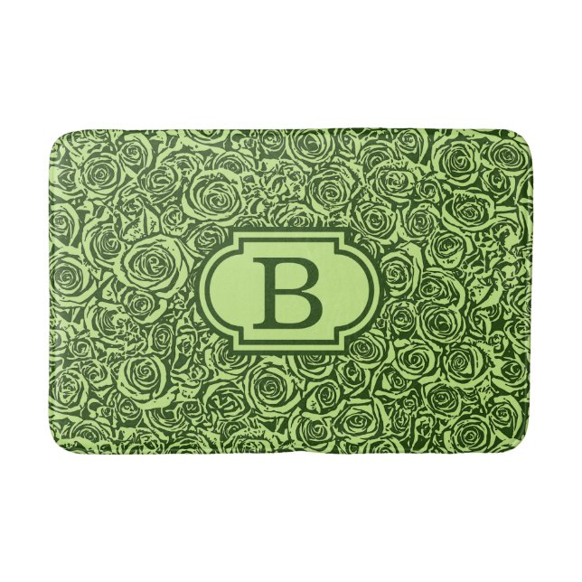 Tapis De Bain Motif Rose Abstrait moderne, Lime Green (Devant)