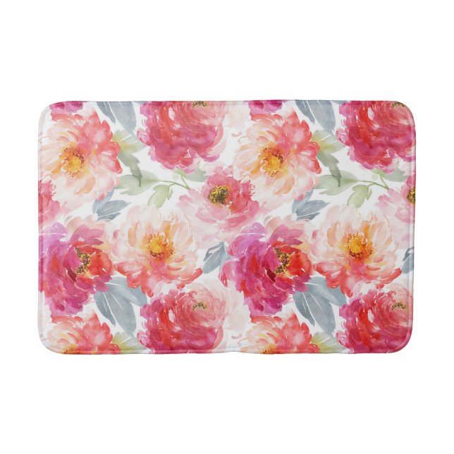 Tapis De Bain Motif rose Aquarelle Peony (Devant)
