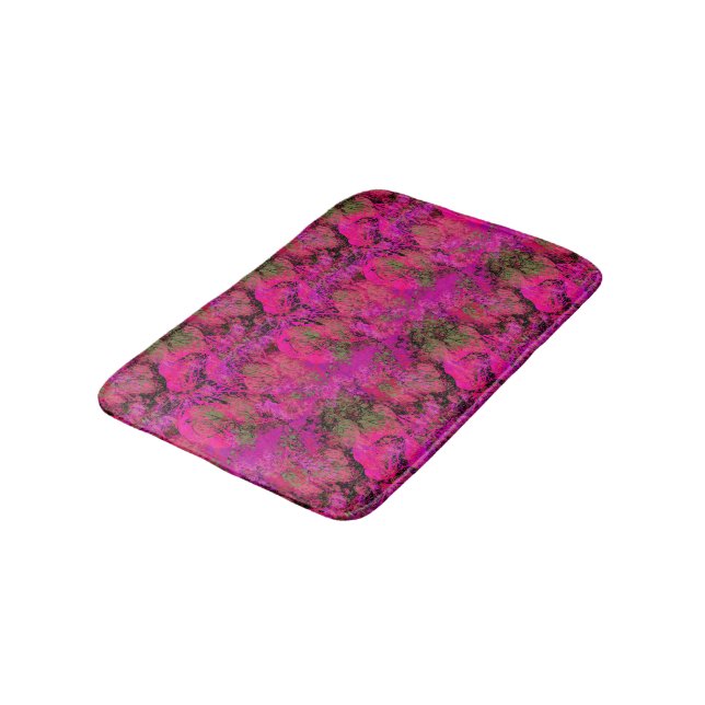 Tapis De Bain Motif rose vibrant de feuillage (Angle)