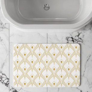 Tapis De Bain Motif sans couture art-déco or et blanc 3