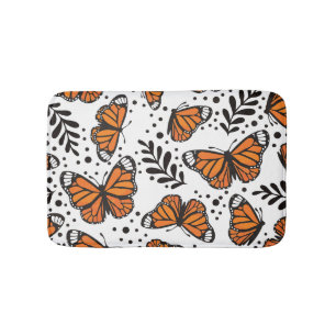 Tapis De Bain Motif sans couture de papillon monarque dessiné à 