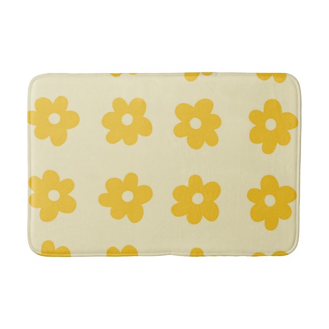 Tapis De Bain Motif simple à fleurs rétro jaune tropicale (Devant)