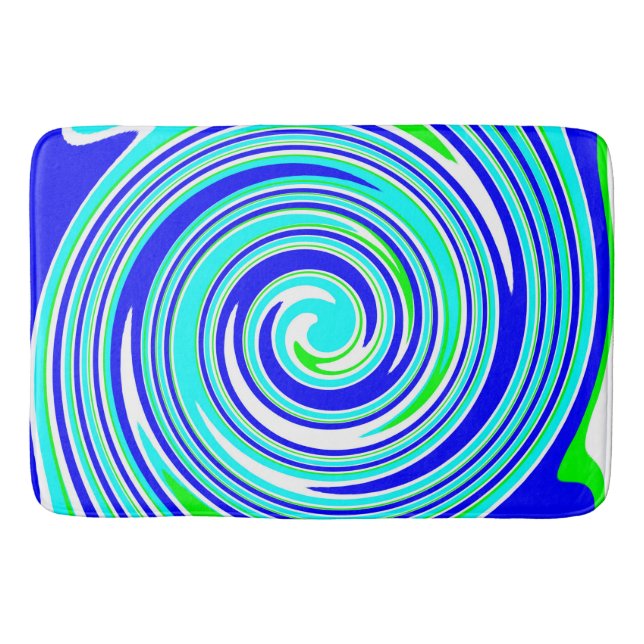 Tapis De Bain Motif tourbillon bleu et vert (Devant)