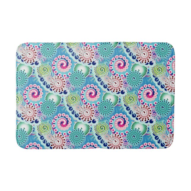 Tapis De Bain Motif tourbillon fractal, turquoise, rose, multi (Devant)