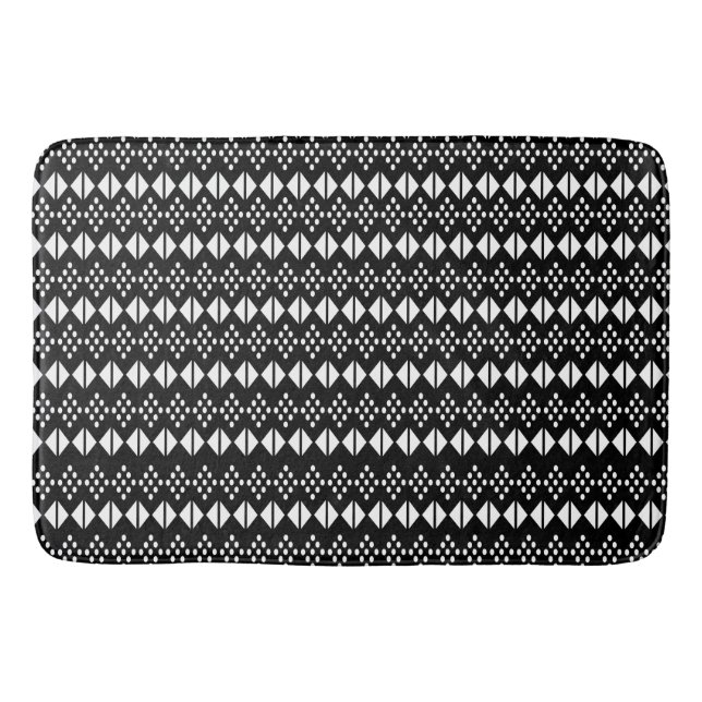 Tapis De Bain Motif tribal noir et blanc (Devant)