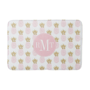 Tapis De Bain Motif tropical d'ananas d'or élégant de faux
