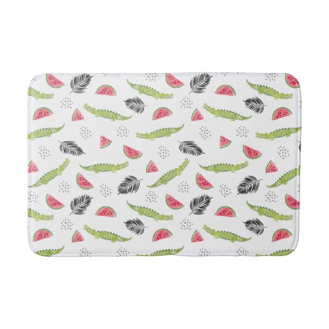 Tapis De Bain Motif Tropical Watermelon & Crocodile (Devant)