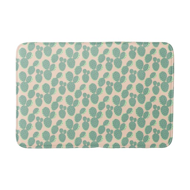 Tapis De Bain Motif vert et rose de cactus (Devant)