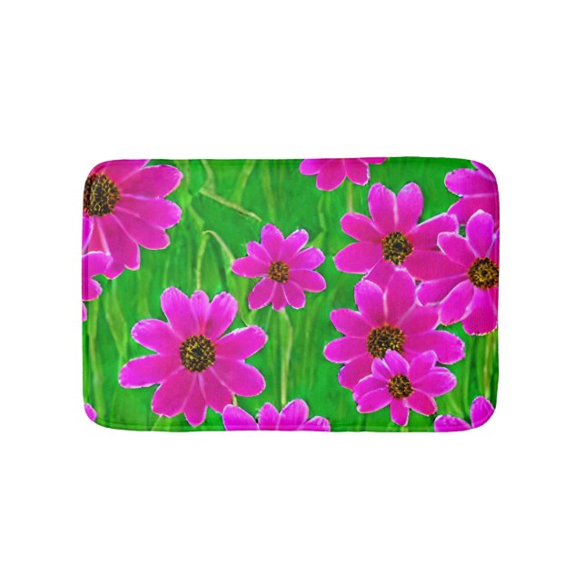 Tapis De Bain Motif vert et rose vif (Devant)