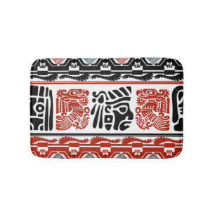 Tapis De Bain Motifs indiens, rouge noir, motif sans couture.