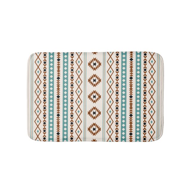 Tapis De Bain Motifs Mixtes De Crm En Terracotta Turquoise Aztec (Devant)