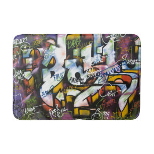 Tapis De Bain Mots Graffiti colorés