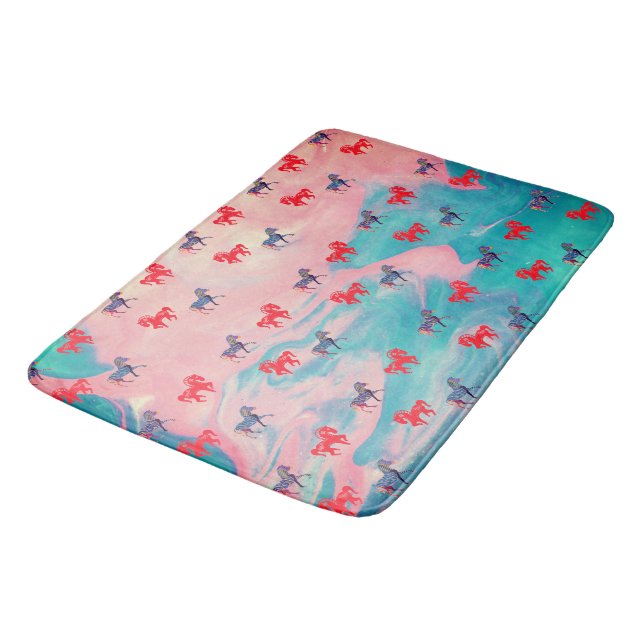 Tapis De Bain Mousse de mémoire douce Abstraite, Chevaux sauvage (Angle)