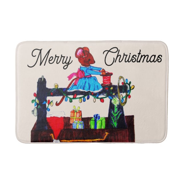 TAPIS DE BAIN MS. LA SOURIS FAIT UN CHAPEAU SANTA (Devant)