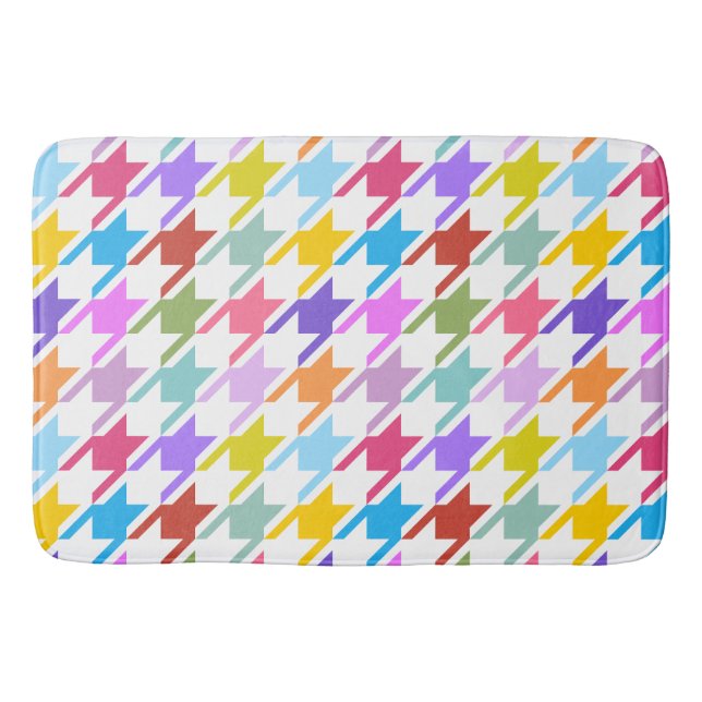 Tapis De Bain Multicolor Houndstooth+Motif blanc (Devant)