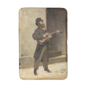 Tapis De Bain Musicien de rue avec guitare (par Gerolamo Induno)