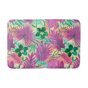 Tapis De Bain Nalani Hawaiian Tropical Garden Fuchsia