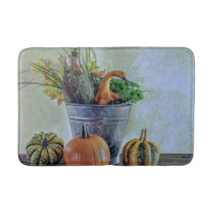 Tapis De Bain Nature morte d'automne avec citrouilles, fleurs