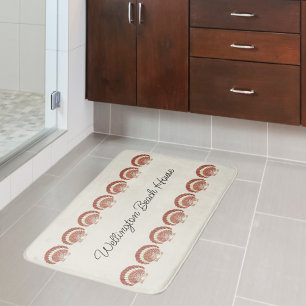 Tapis De Bain Nautical Vintage Sea Shell Family Beach Boat