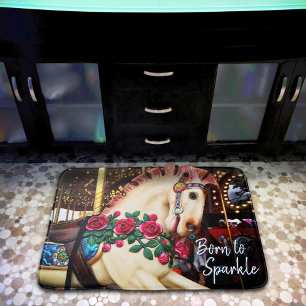 Tapis De Bain Né à Sparkle Carousel Horse Red Roses Photo