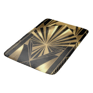 Tapis De Bain Néo Art Déco Noir Or Géométrique Gatsby 