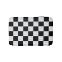 Neo Deco Black and Faux White Marble Checkerboard