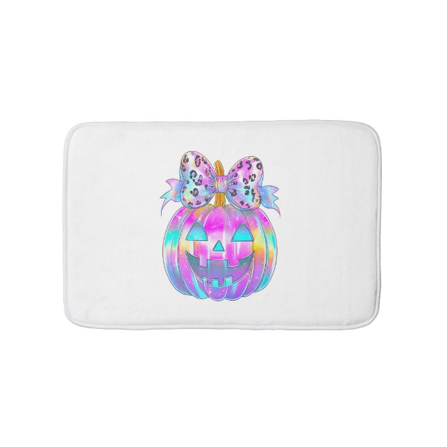Tapis De Bain Neon Coquette Citrouille d'Halloween (Devant)