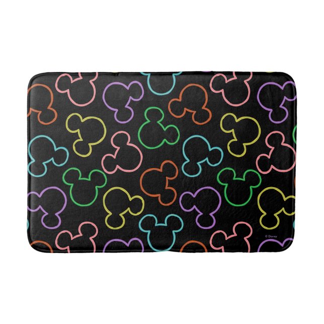 Tapis De Bain Neon Mickey Mouse Icon Toss Pattern (Devant)
