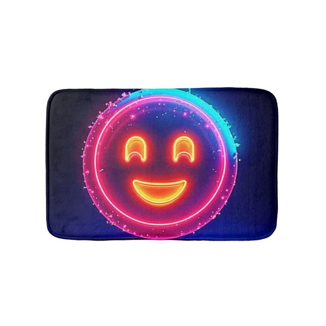 Tapis De Bain Neon Smile: Bright Happy Glow Design (Devant)