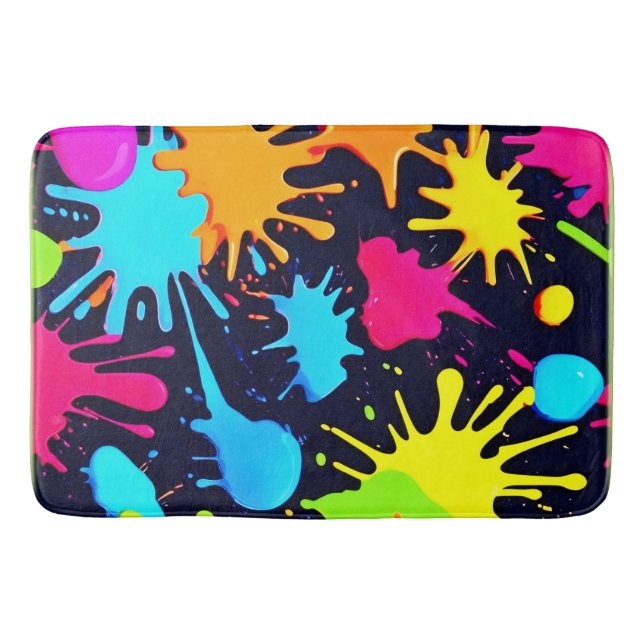 Tapis De Bain Neon Splatter Art : Expressionnisme Abstrait vibra (Devant)