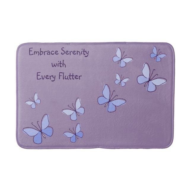 Tapis De Bain Neuf Papillons Bleus Violet (Devant)