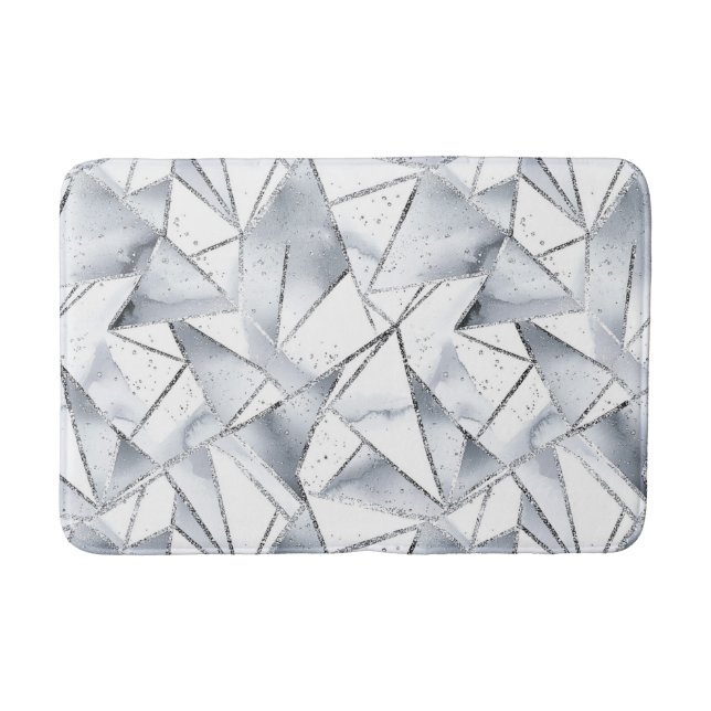 Tapis De Bain Noël Chic Silver White Triangles (Devant)