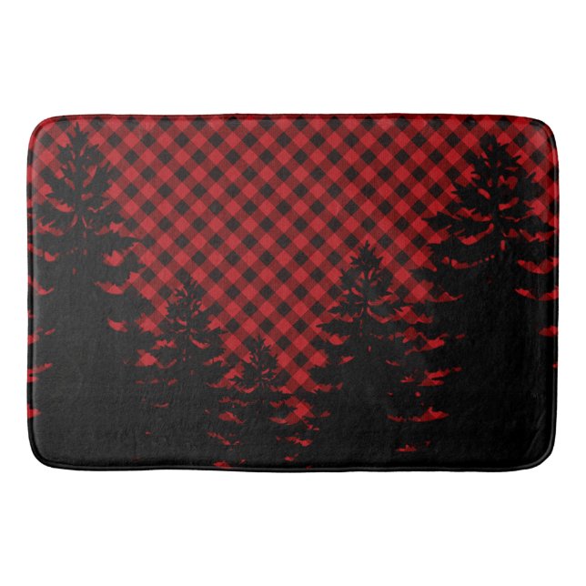 Tapis De Bain Noël classique Rouge Plaid Noël evergreens (Devant)