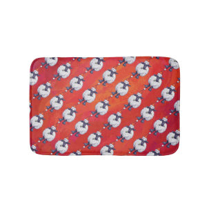 Tapis De Bain Noël des moutons sur rouge
