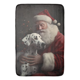 Tapis De Bain Noël festif Dalmatien avec le Père Noël