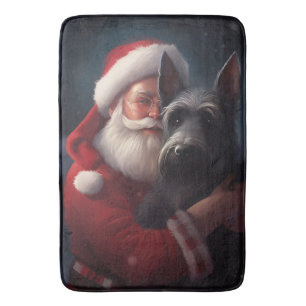 Tapis De Bain Noël festif écossais du Terrier Santa Claus