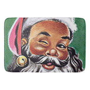 Tapis De Bain Noël noir du Père Noël afro-américain