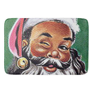 Tapis De Bain Noël noir du Père Noël afro-américain
