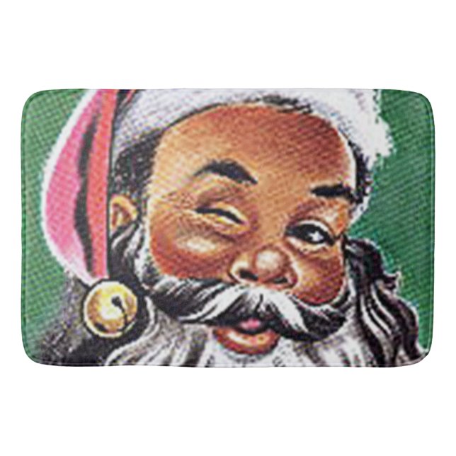 Tapis De Bain Noël noir du Père Noël afro-américain (Devant)
