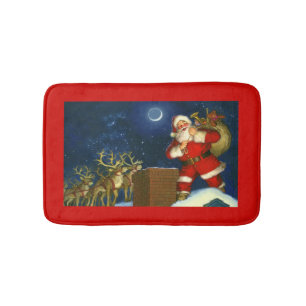 Tapis De Bain Noël Santa Claus Bain Mat Rouge