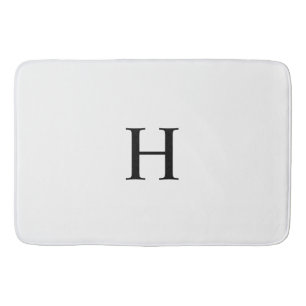 Tapis De Bain Noir Blanc Élégant Moderne Monogramme