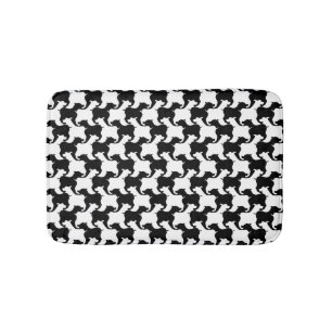 Tapis De Bain Noir Blanc Faux Pied de Poule avec chiens Bain Mat