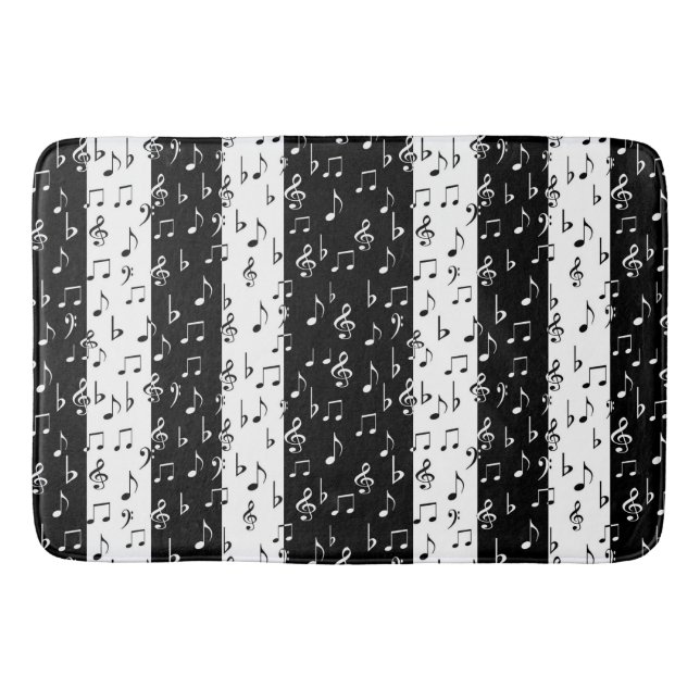 Tapis De Bain Noir & Blanc Musical Stripes Bain Mat (Devant)
