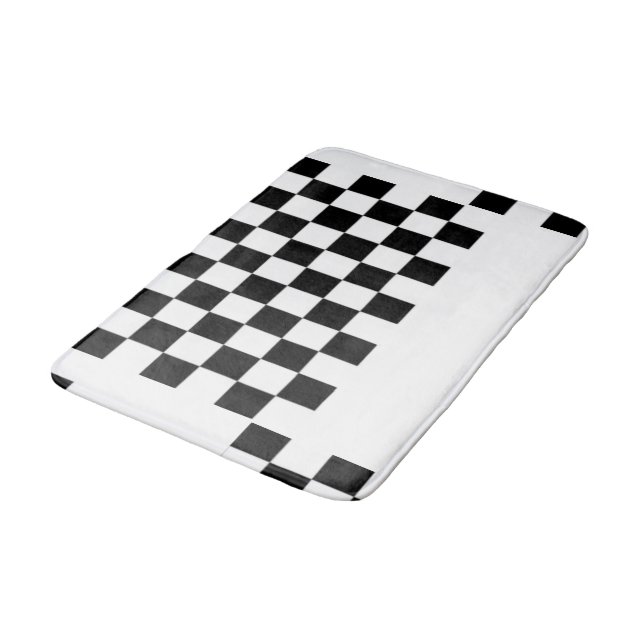 Tapis De Bain Noir et blanc à damiers (Angle)