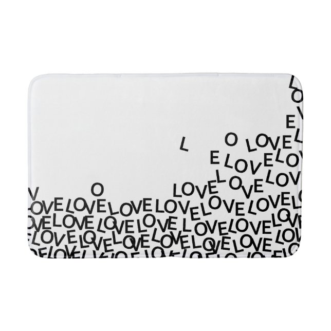 Tapis De Bain Noir et blanc AMOVE LOVE LOVE (Devant)